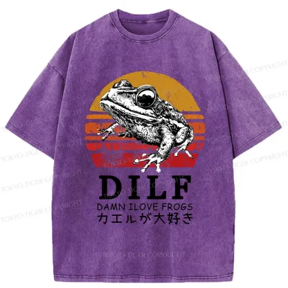 Tokyo-Tiger Funny Frog Lover Washed T-Shirt