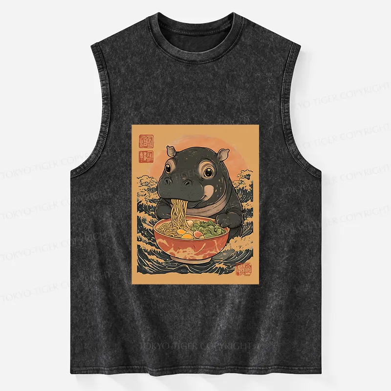 Tokyo-Tiger Moo Deng Eat Ramen Washed Tank
