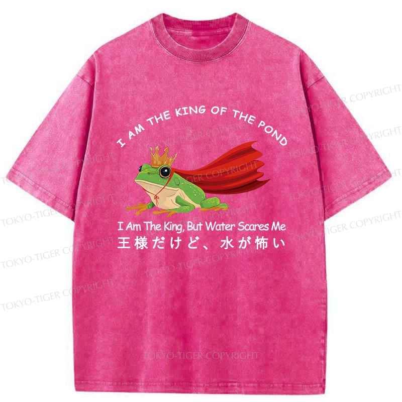 Tokyo-Tiger Frog King Afraid Of Water Washed T-Shirt