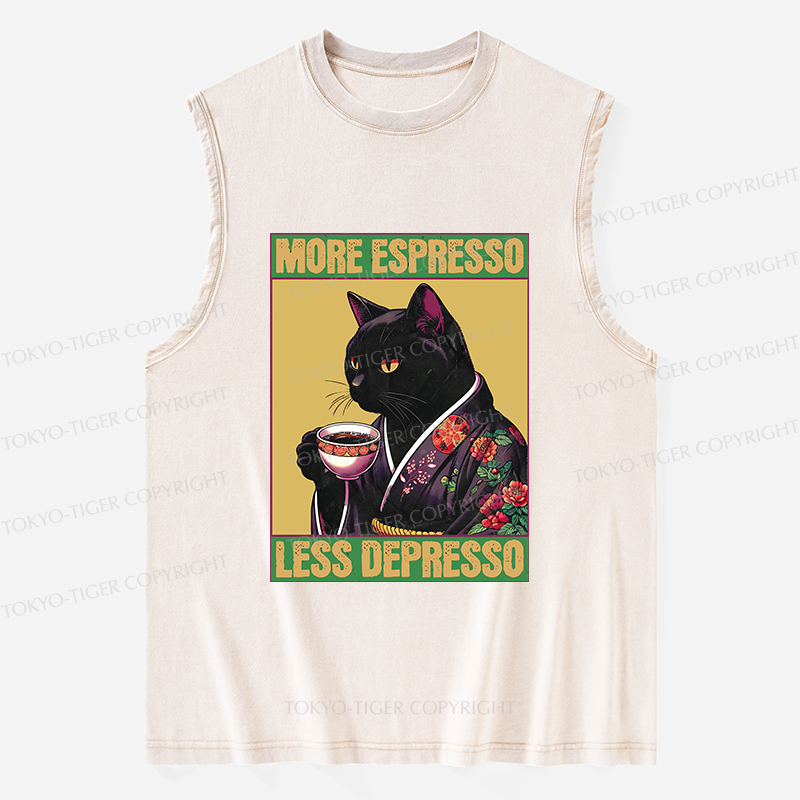 Tokyo-Tiger Up Caffeine Down Depression Washed Tank