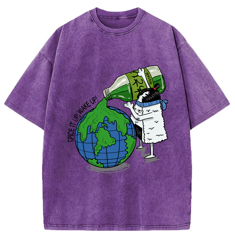 Tokyo-Tiger Funny Rice Ball With Wasabi Washed T-Shirt