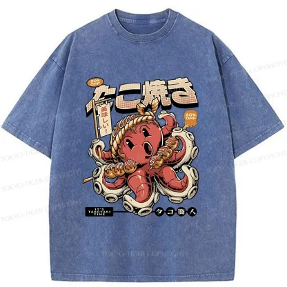 Tokyo-Tiger Delicious Octopus Balls Washed T-Shirt