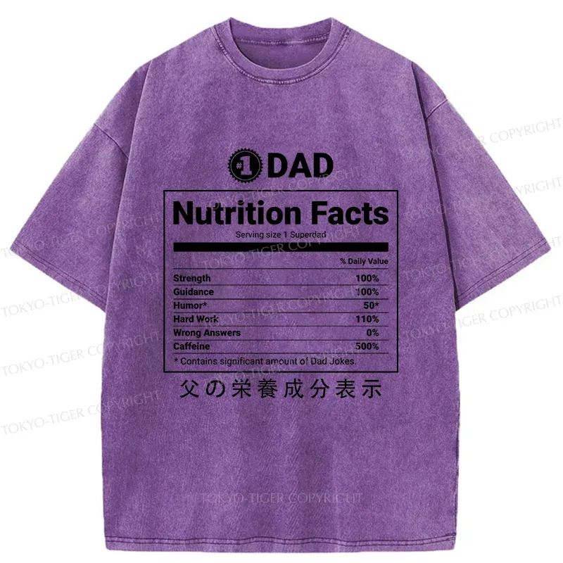 Tokyo-Tiger Father Nutrition Facts Washed T-Shirt