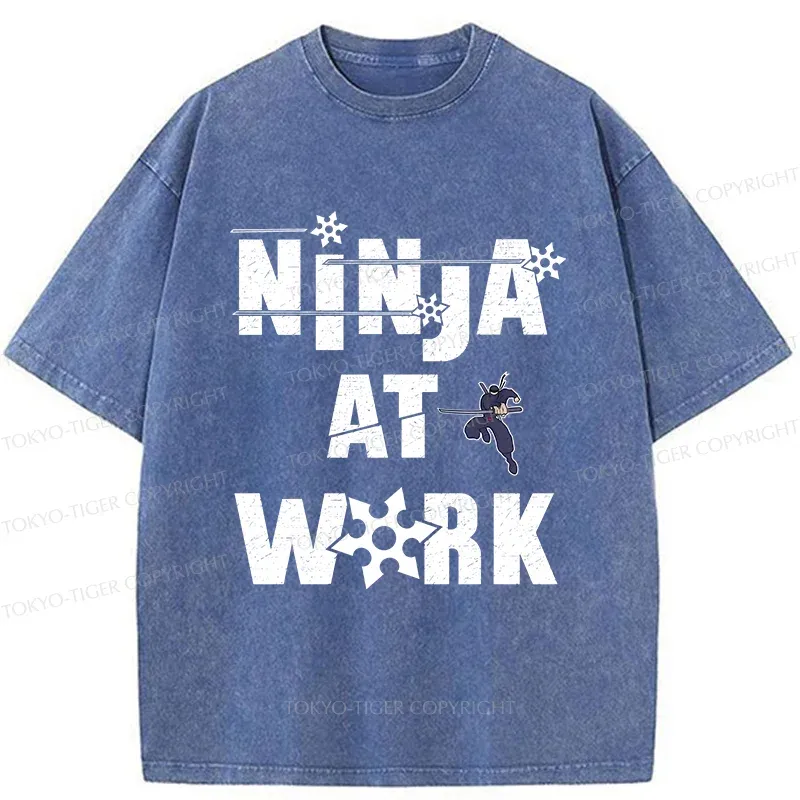 Tokyo-Tiger Funny Ninja Washed T-Shirt