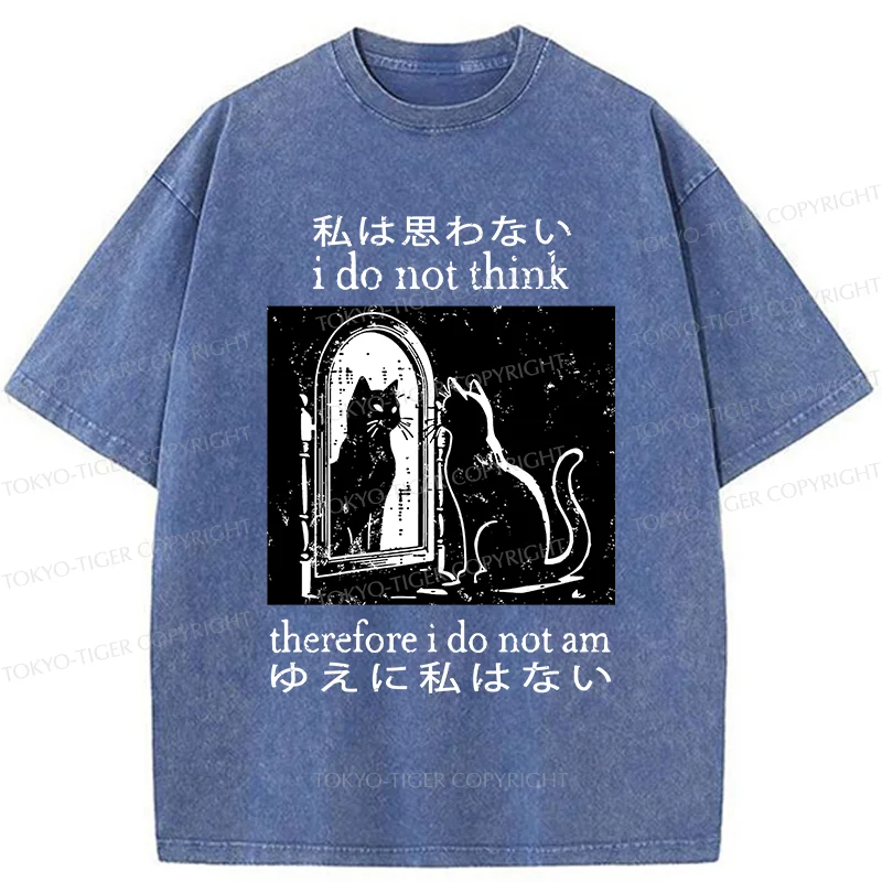 Tokyo-Tiger Thinking Black Cat Washed T-Shirt