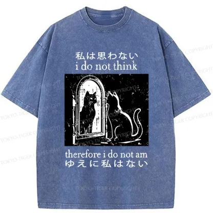 Tokyo-Tiger Thinking Black Cat Washed T-Shirt