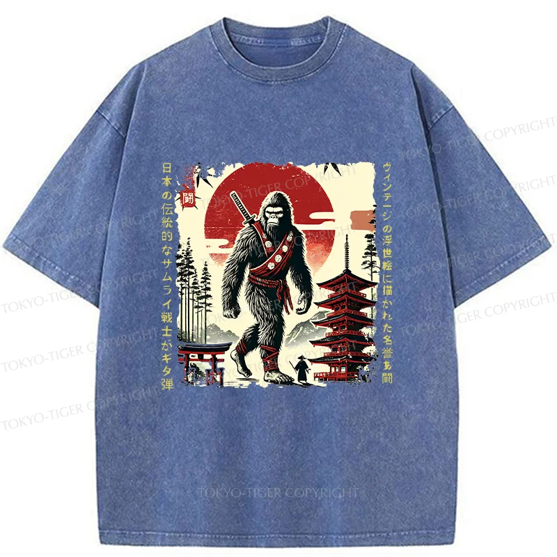 Tokyo-Tiger Retro Japanese Bigfoot Washed T-Shirt