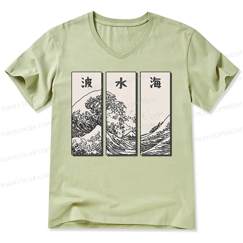Tokyo-Tiger Japanese Art Wave V-Neck Classic T-Shirt