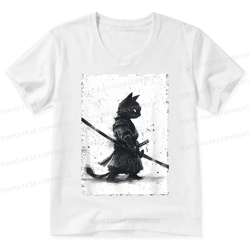 Tokyo-Tiger Retro Cat Samurai Japanese V-Neck Classic T-Shirt