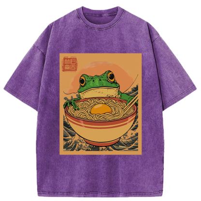 Tokyo-Tiger Ramen Lover Frog Washed T-Shirt