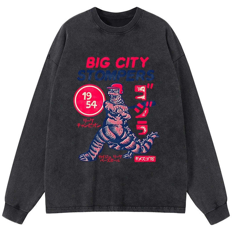 Tokyo-Tiger Big City Stompers Washed Long Sleeve T-Shirt Sale