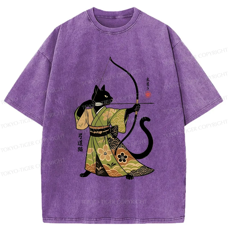Tokyo-Tiger Japan Cat Archery Washed T-Shirt