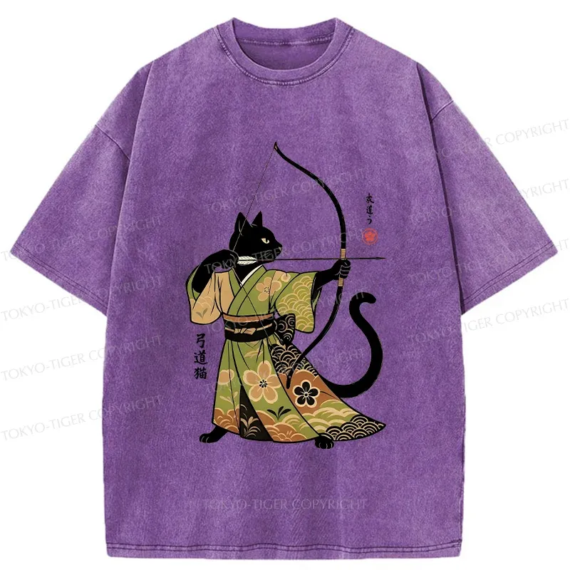 Tokyo-Tiger Japan Cat Archery Washed T-Shirt