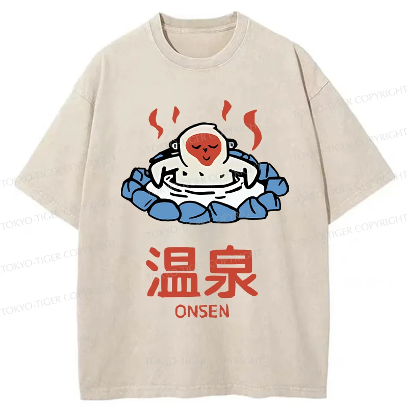 Tokyo-Tiger Hot Spring Japanese Monkey Washed T-Shirt