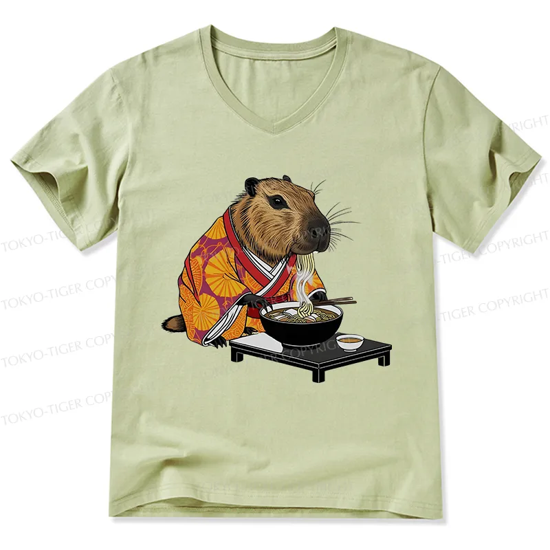 Tokyo-Tiger Cute Capybara Eating Ramen V-Neck Classic T-Shirt