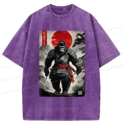 Tokyo-Tiger Retro Bigfoot Samurai Washed T-Shirt