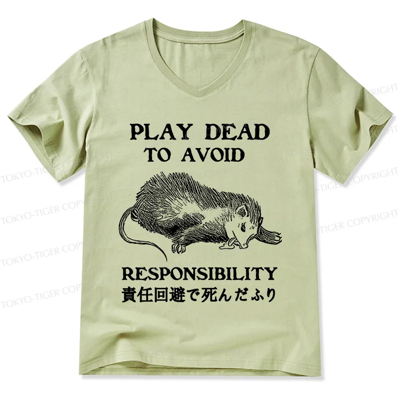 Tokyo-Tiger Play Dead To Avoid Responsibility V-Neck Classic T-Shirt