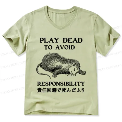 Tokyo-Tiger Play Dead To Avoid Responsibility V-Neck Classic T-Shirt