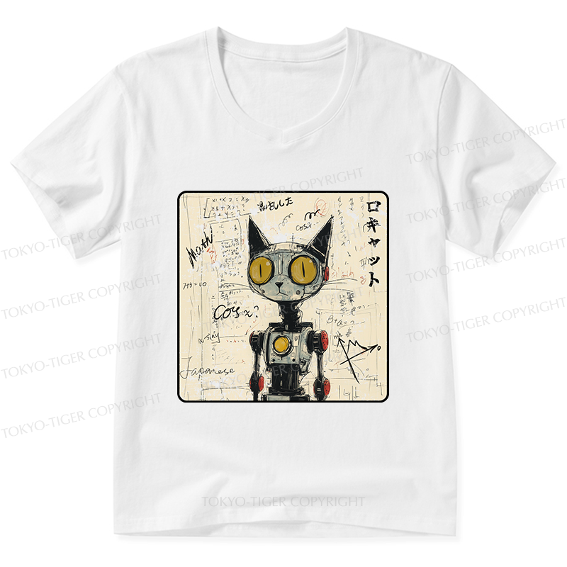 Tokyo-Tiger Robot Cat V-Neck Classic T-Shirt