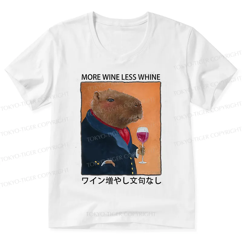 Tokyo-Tiger Capybara More Wine Less Whine V-Neck Classic T-Shirt