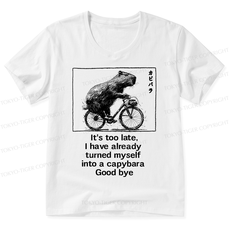 Tokyo-Tiger Funny Capybara Riding A Bicycle V-Neck Classic T-Shirt