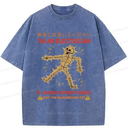 Tokyo-Tiger Dancing Electrician Washed T-Shirt