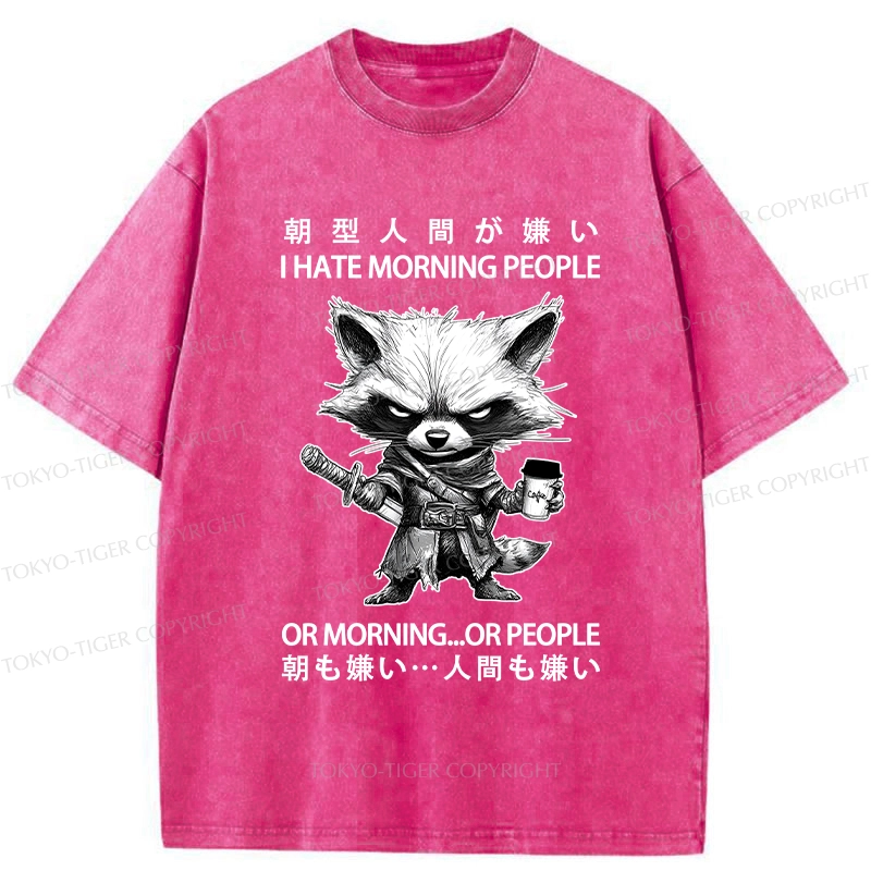 Tokyo-Tiger Angry Raccoon Samurai Washed T-Shirt