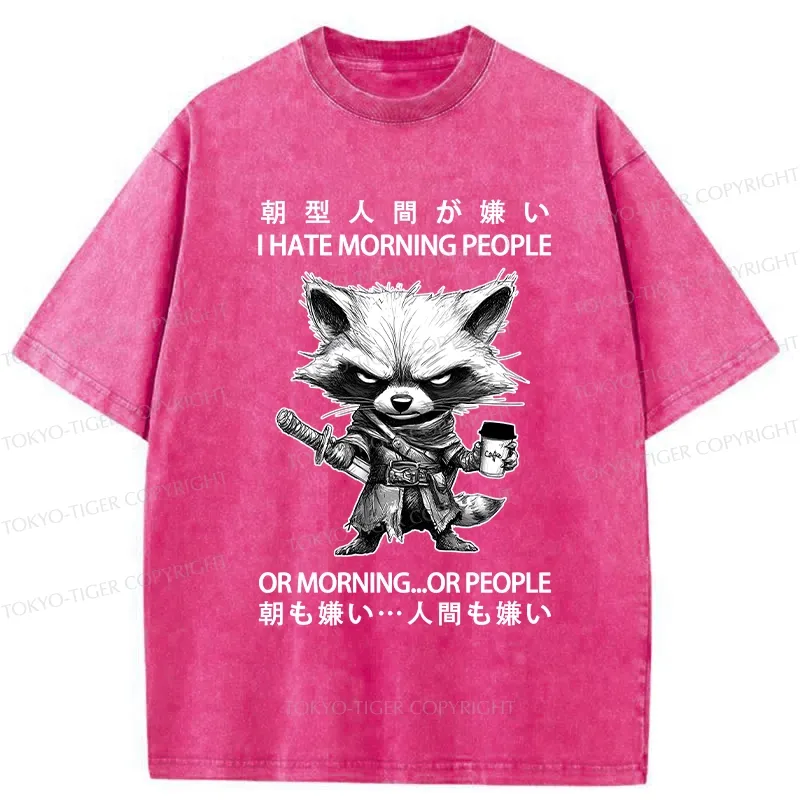 Tokyo-Tiger Angry Raccoon Samurai Washed T-Shirt