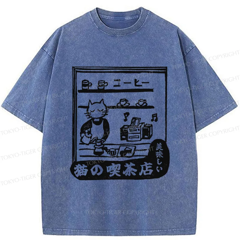 Tokyo-Tiger Cat's Teahouse Washed T-Shirt