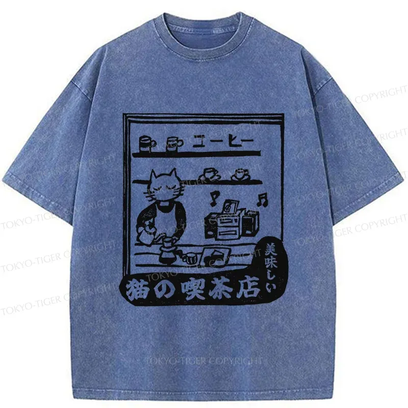 Tokyo-Tiger Cat's Teahouse Washed T-Shirt