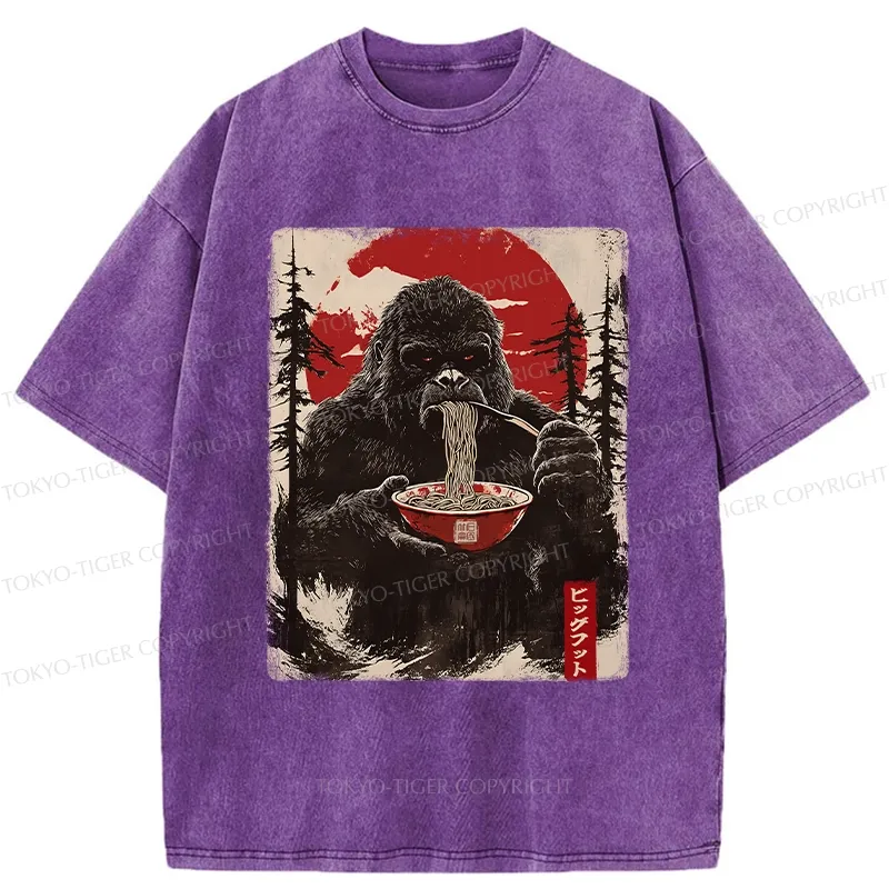 Tokyo-Tiger Ramen Lover Bigfoot Washed T-Shirt