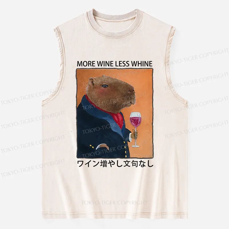 Tokyo-Tiger Capybara More Wine Less Whine Washed Tank