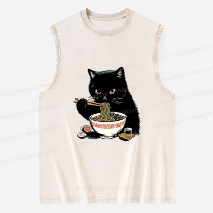 Tokyo-Tiger Cat Eating Favorite Ramen Washed Tank