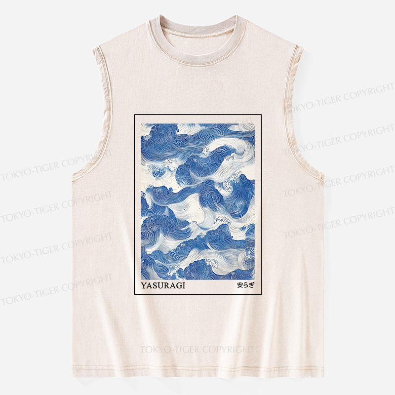 Tokyo-Tiger Japanese Retro Art Wave Washed Tank