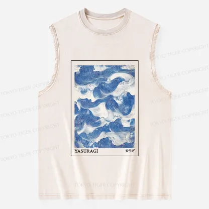 Tokyo-Tiger Japanese Retro Art Wave Washed Tank