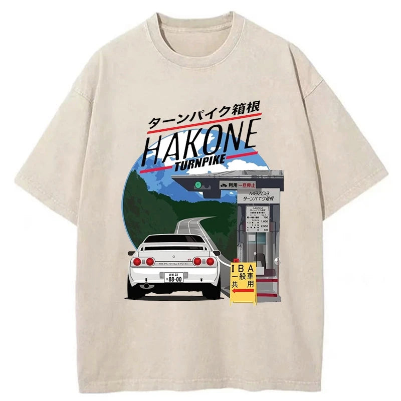 Tokyo-Tiger Hakone Nissan Skyline R32 JDM Washed T-Shirt Tokyo-Tiger Hakone Nissan Skyline R32 JDM Washed T-Shirt
