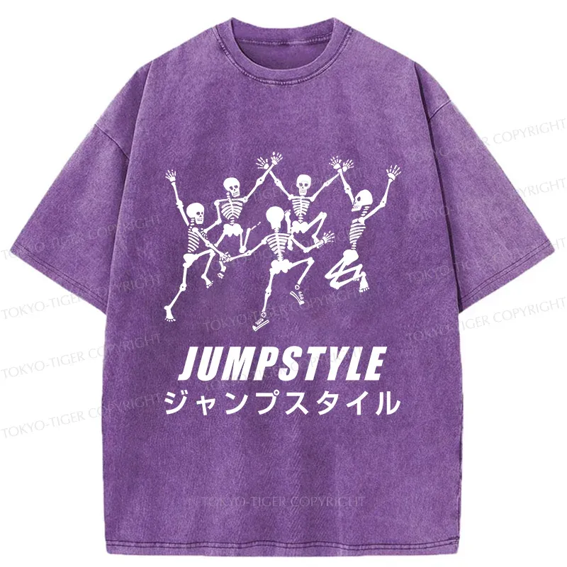 Tokyo-Tiger Skeleton Dancing Washed T-Shirt