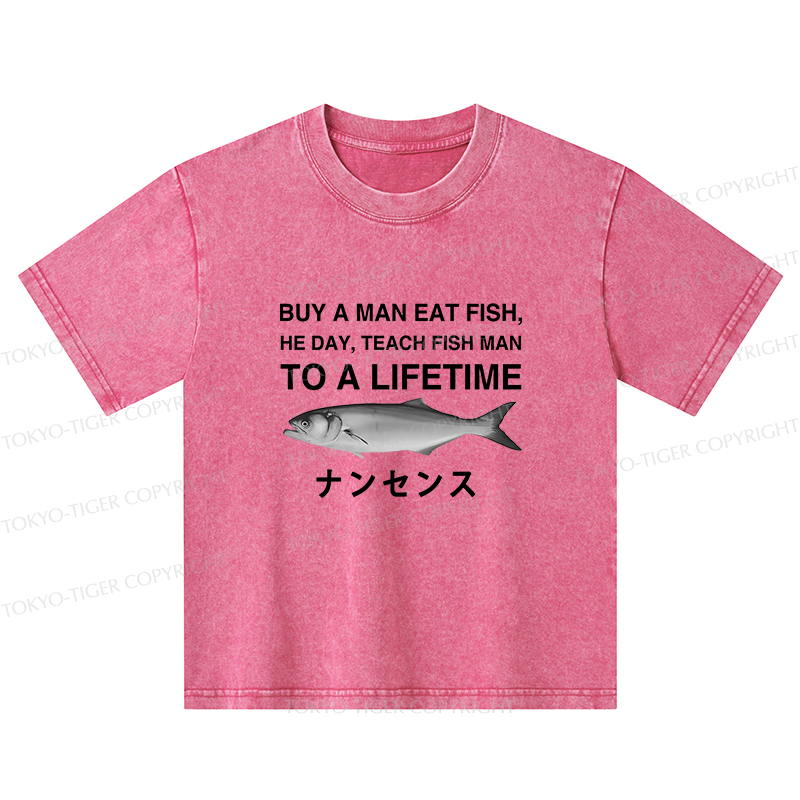 Tokyo-Tiger Funny To A Lifetime Kids Washed T-Shirt