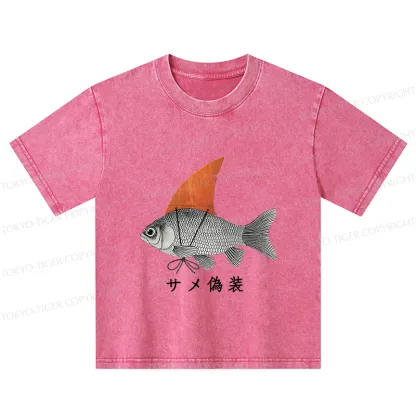 Tokyo-Tiger Fish Disguise Kids Washed T-Shirt