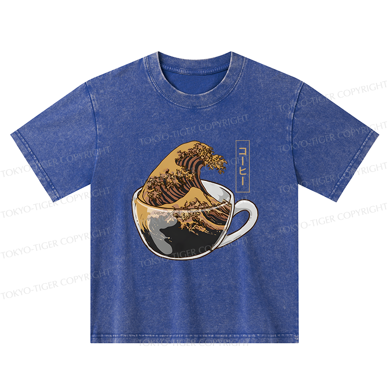 Tokyo-Tiger Coffee Wave Kids Washed T-Shirt