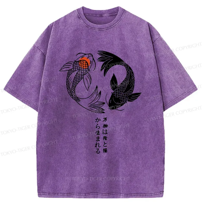 Tokyo-Tiger Japanese Lucky Fish Washed T-Shirt