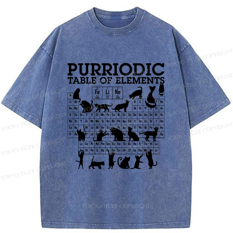 Tokyo-Tiger Cat's Periodic Table Washed T-Shirt