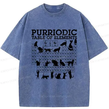 Tokyo-Tiger Cat's Periodic Table Washed T-Shirt