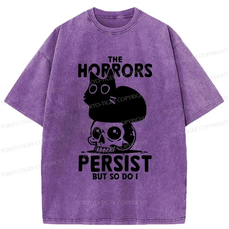 Tokyo-Tiger Cat And Skull Washed T-Shirt