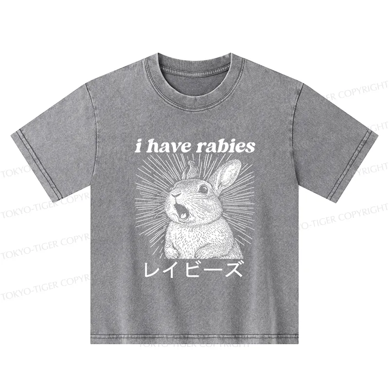 Tokyo-Tiger Funny Rabbit Kids Washed T-Shirt
