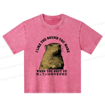 Tokyo-Tiger I Like The Sound Of Silence Kids Washed T-Shirt