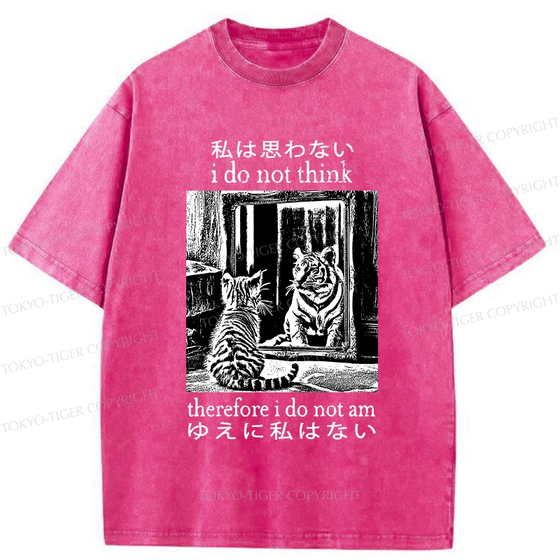 Tokyo-Tiger Thinking Cat Japanese Washed T-Shirt