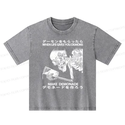 Tokyo-Tiger Make Demonade Funny Kids Washed T-Shirt