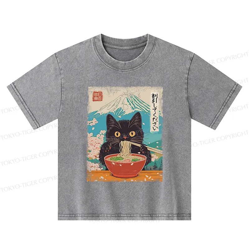 Tokyo-Tiger Please Give Cat A Discount Kids Washed T-Shirt