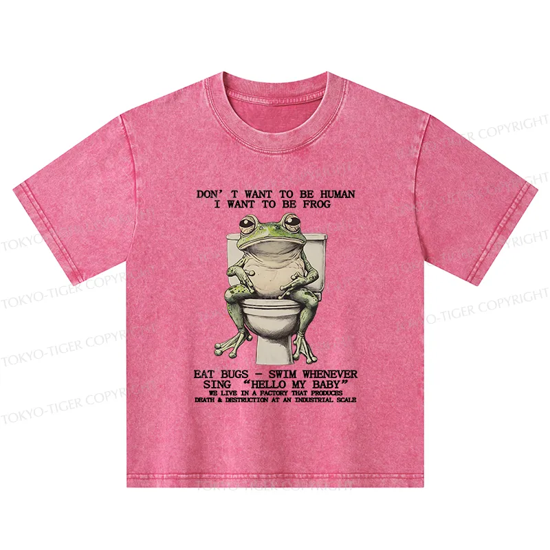 Tokyo-Tiger I Just Want To Be A Frog Kids Washed T-Shirt